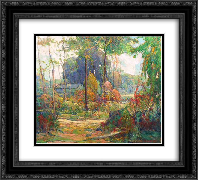 Autumn Design 22x20 Black Ornate Wood Framed Art Print Poster with Double Matting by Reiffel, Charles