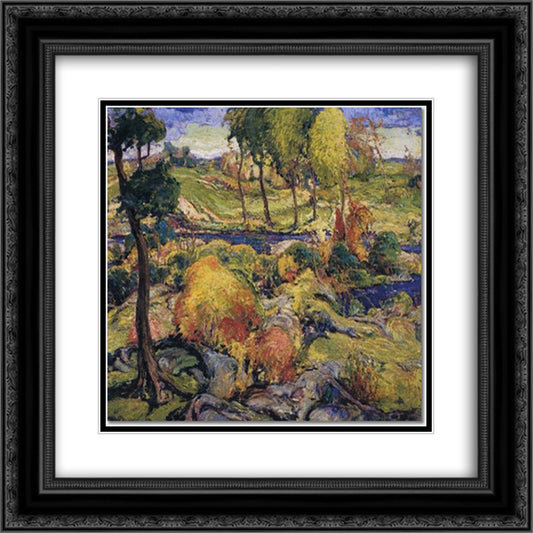 Autumn Design No. 2 20x20 Black Ornate Wood Framed Art Print Poster with Double Matting by Reiffel, Charles