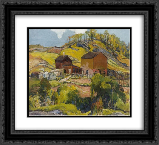 Hilly Landscape with Houses 22x20 Black Ornate Wood Framed Art Print Poster with Double Matting by Reiffel, Charles