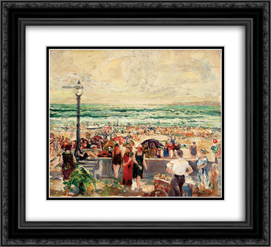 Holiday, Mission Beach 22x20 Black Ornate Wood Framed Art Print Poster with Double Matting by Reiffel, Charles