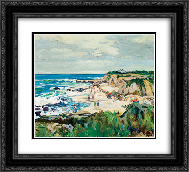La Jolla Shores 22x20 Black Ornate Wood Framed Art Print Poster with Double Matting by Reiffel, Charles