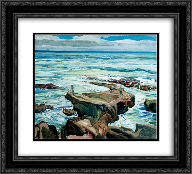 Morning at Laguna 22x20 Black Ornate Wood Framed Art Print Poster with Double Matting by Reiffel, Charles