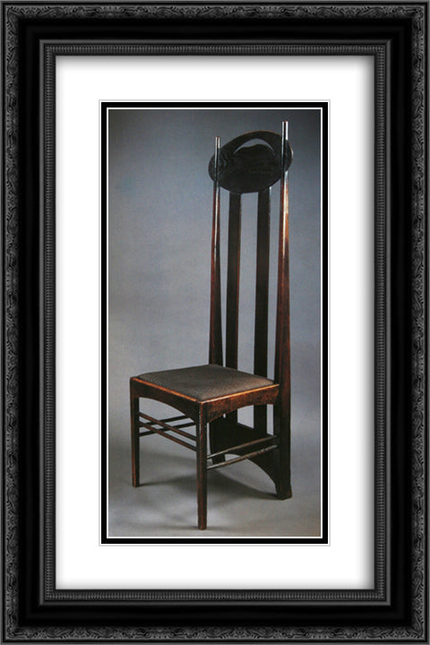 Chair design 16x24 Black Ornate Wood Framed Art Print Poster with Double Matting by Mackintosh, Charles Rennie