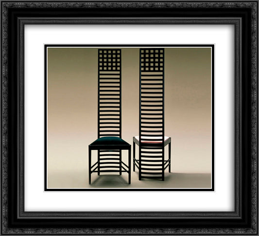 Chair design 22x20 Black Ornate Wood Framed Art Print Poster with Double Matting by Mackintosh, Charles Rennie