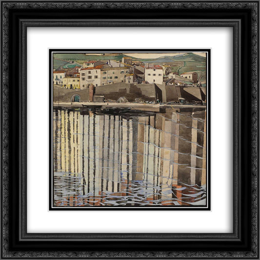 La Rue du Soleil, Port Vendres 20x20 Black Ornate Wood Framed Art Print Poster with Double Matting by Mackintosh, Charles Rennie