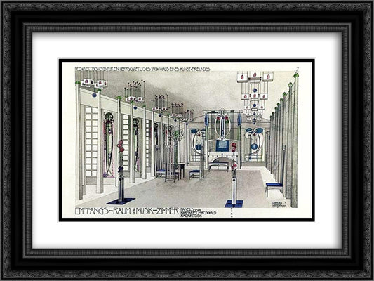 Music Room 24x18 Black Ornate Wood Framed Art Print Poster with Double Matting by Mackintosh, Charles Rennie