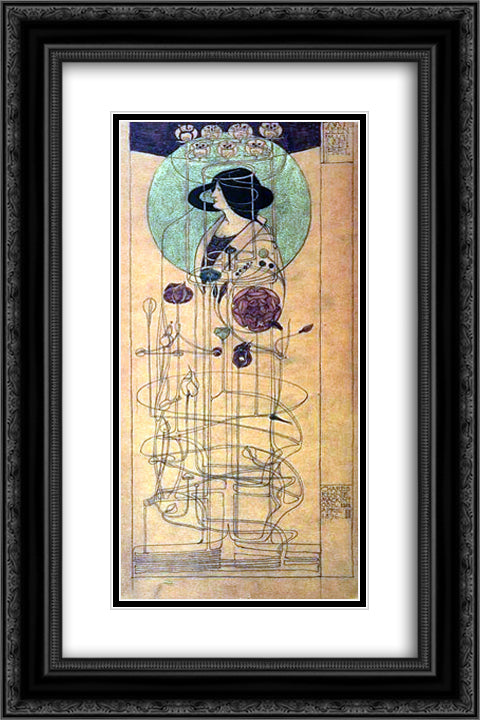 Part Seen Part Imagined 16x24 Black Ornate Wood Framed Art Print Poster with Double Matting by Mackintosh, Charles Rennie