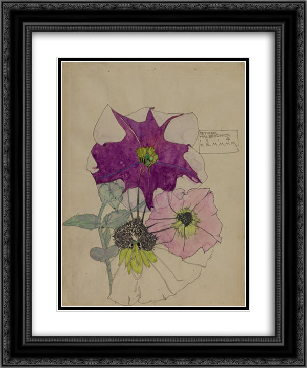 Petunia, Walberswick 20x24 Black Ornate Wood Framed Art Print Poster with Double Matting by Mackintosh, Charles Rennie