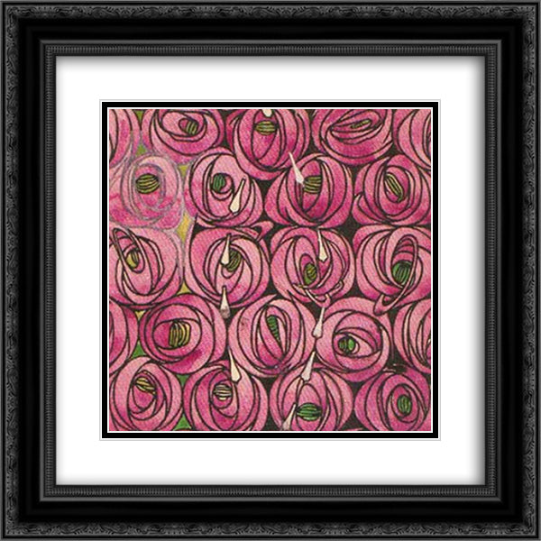 Roses 20x20 Black Ornate Wood Framed Art Print Poster with Double Matting by Mackintosh, Charles Rennie