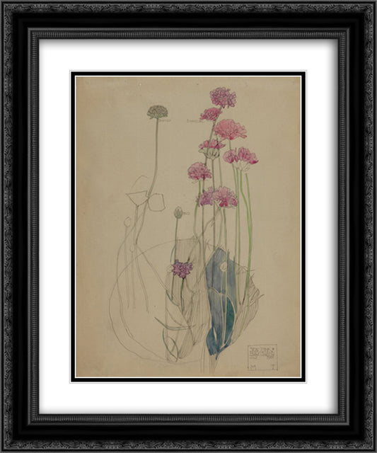 Sea Pink 20x24 Black Ornate Wood Framed Art Print Poster with Double Matting by Mackintosh, Charles Rennie