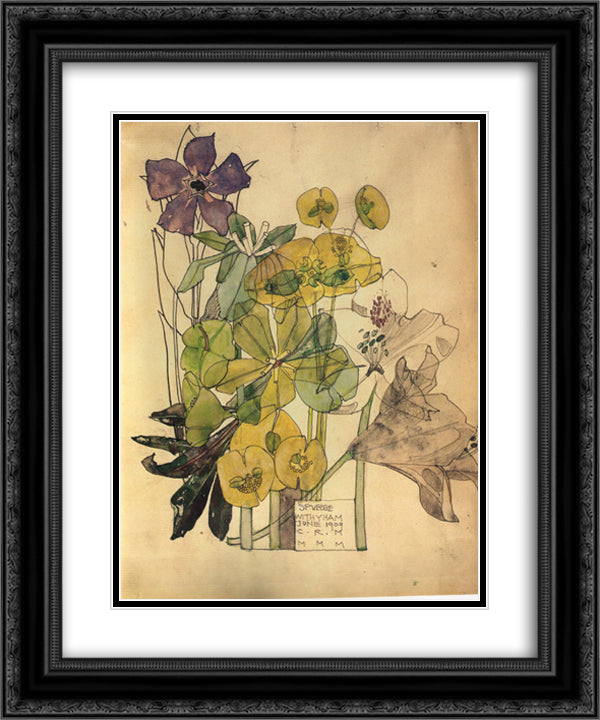 Spurge With Yham 20x24 Black Ornate Wood Framed Art Print Poster with Double Matting by Mackintosh, Charles Rennie