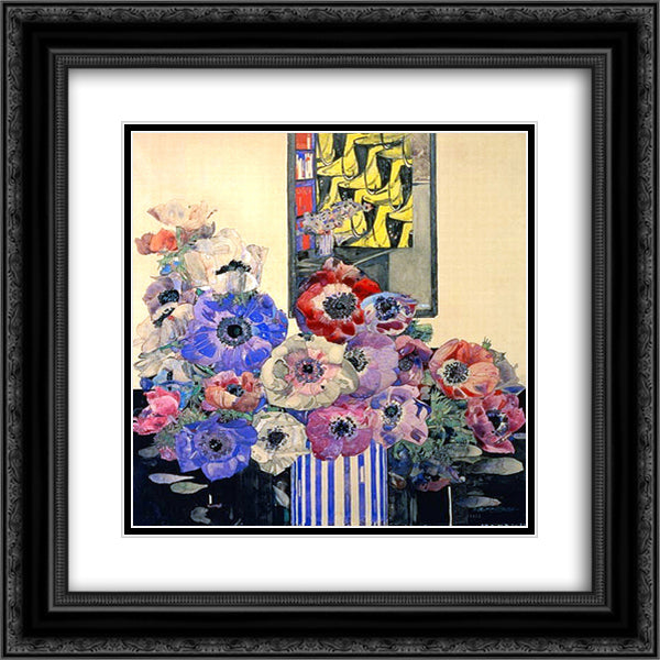 Still Life Of Anemones 20x20 Black Ornate Wood Framed Art Print Poster with Double Matting by Mackintosh, Charles Rennie