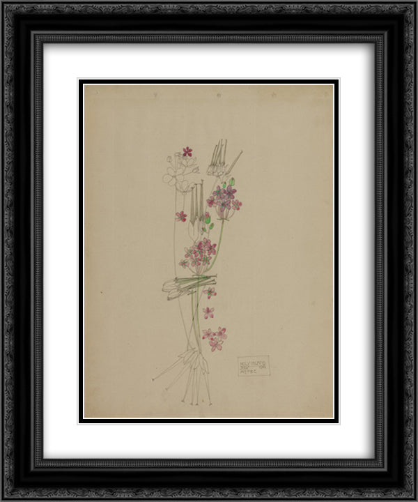 Stork's-bill, Holy Island 20x24 Black Ornate Wood Framed Art Print Poster with Double Matting by Mackintosh, Charles Rennie