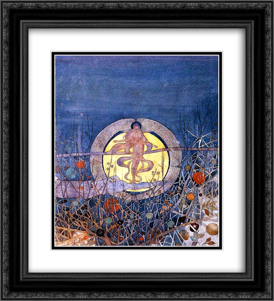 The Harvest Moon 20x22 Black Ornate Wood Framed Art Print Poster with Double Matting by Mackintosh, Charles Rennie