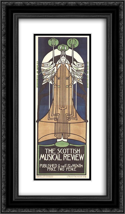 The Scottish Musical Review 14x24 Black Ornate Wood Framed Art Print Poster with Double Matting by Mackintosh, Charles Rennie