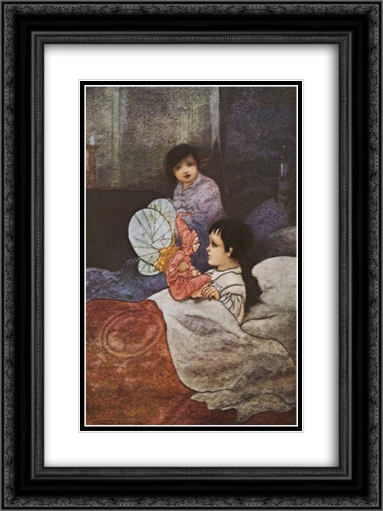 He Folded His Arms and Leaned Forward Till His Eyes Looked into Johns 18x24 Black Ornate Wood Framed Art Print Poster with Double Matting by Robinson, Charles