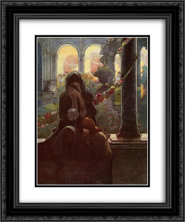 The happy prince 20x24 Black Ornate Wood Framed Art Print Poster with Double Matting by Robinson, Charles