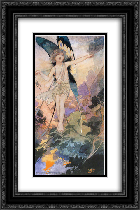 The Magic of the Cobweb 16x24 Black Ornate Wood Framed Art Print Poster with Double Matting by Robinson, Charles