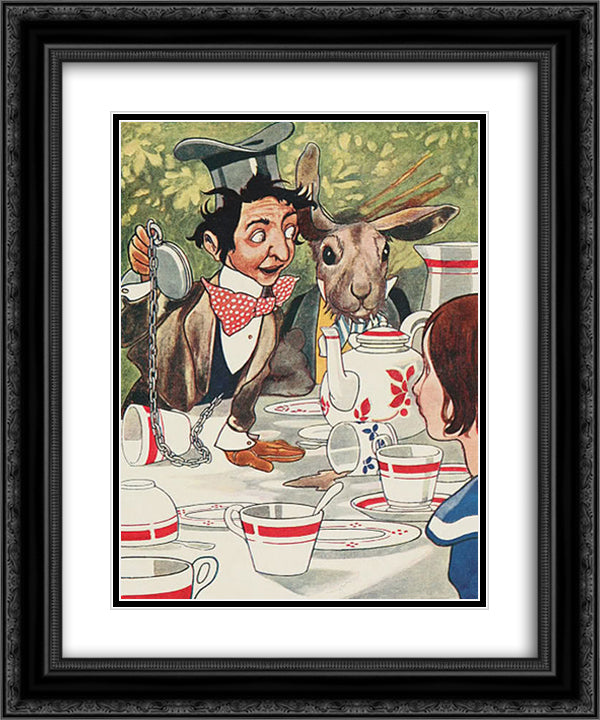 What day of the month is it - he said turning to Alice 20x24 Black Ornate Wood Framed Art Print Poster with Double Matting by Robinson, Charles