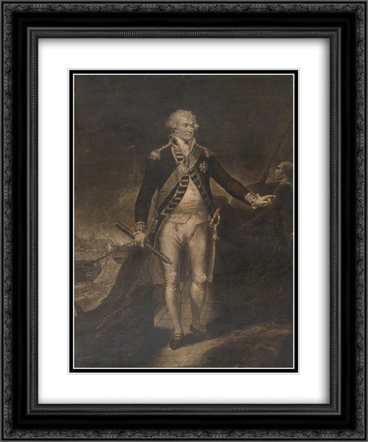 Adam Duncan, 1st Viscount Duncan 20x24 Black Ornate Wood Framed Art Print Poster with Double Matting by Turner, Charles