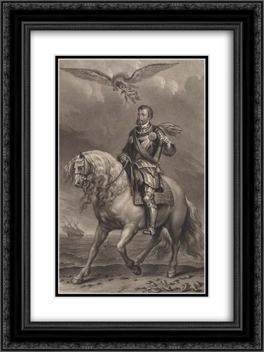 Charles V, Holy Roman Emperor 18x24 Black Ornate Wood Framed Art Print Poster with Double Matting by Turner, Charles