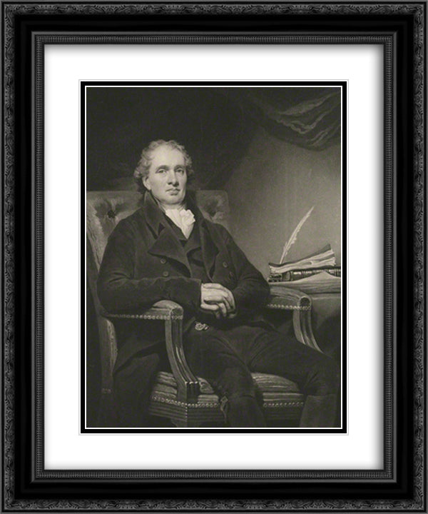 David Hume 20x24 Black Ornate Wood Framed Art Print Poster with Double Matting by Turner, Charles