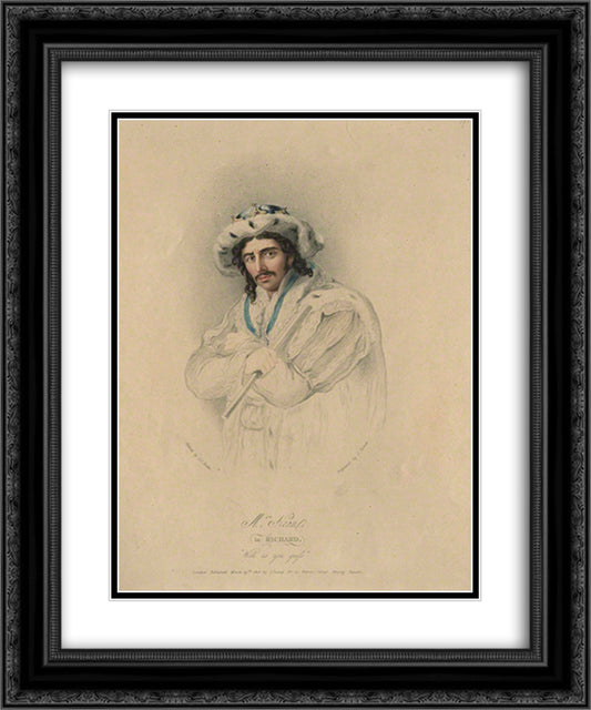 Edmund Kean as Richard III 20x24 Black Ornate Wood Framed Art Print Poster with Double Matting by Turner, Charles