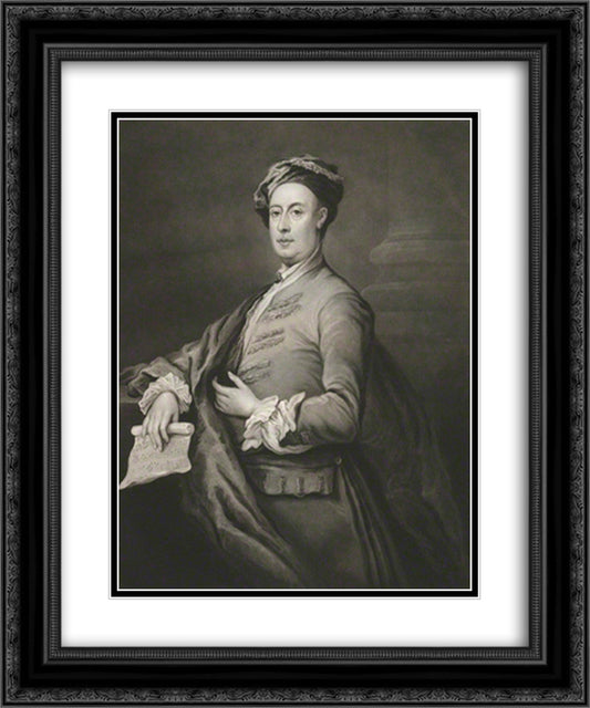 George Frideric Handel 20x24 Black Ornate Wood Framed Art Print Poster with Double Matting by Turner, Charles