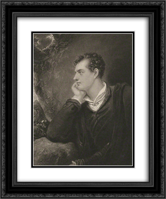George Gordon Byron, 6th Baron Byron 20x24 Black Ornate Wood Framed Art Print Poster with Double Matting by Turner, Charles
