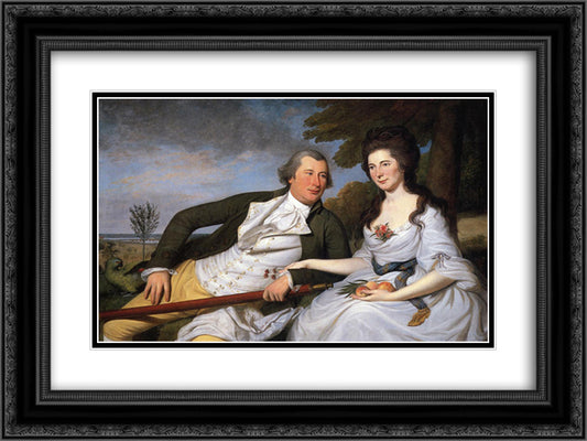 Benjamin and Eleanor Ridgley Laming 24x18 Black Ornate Wood Framed Art Print Poster with Double Matting by Peale, Charles Willson