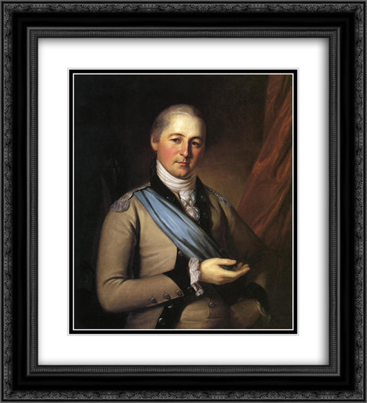 General Joseph Bloomfield 20x22 Black Ornate Wood Framed Art Print Poster with Double Matting by Peale, Charles Willson