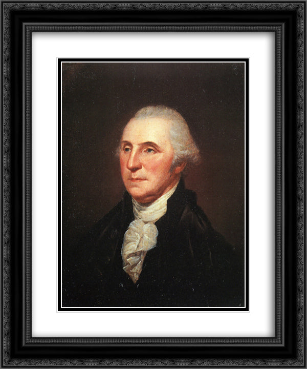 George Washington 20x24 Black Ornate Wood Framed Art Print Poster with Double Matting by Peale, Charles Willson