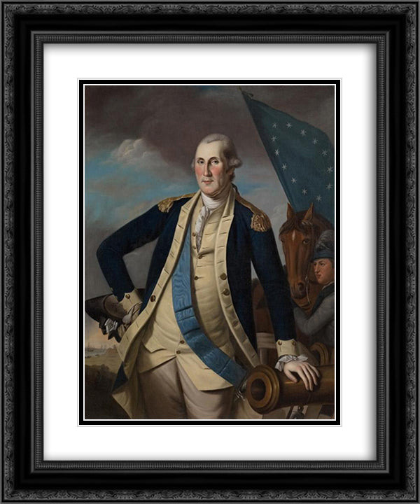 George Washington 20x24 Black Ornate Wood Framed Art Print Poster with Double Matting by Peale, Charles Willson