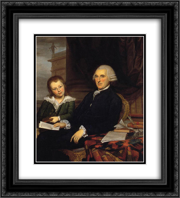 Governor Thomas McKean and His Son, Thomas, Jr. 20x22 Black Ornate Wood Framed Art Print Poster with Double Matting by Peale, Charles Willson