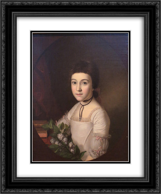 Henrietta Maria Bordley 20x24 Black Ornate Wood Framed Art Print Poster with Double Matting by Peale, Charles Willson