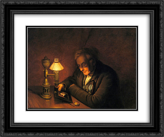 James Peale (also known as The Lamplight Portrait) 24x20 Black Ornate Wood Framed Art Print Poster with Double Matting by Peale, Charles Willson