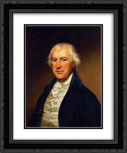 John Beale Bordley 20x24 Black Ornate Wood Framed Art Print Poster with Double Matting by Peale, Charles Willson