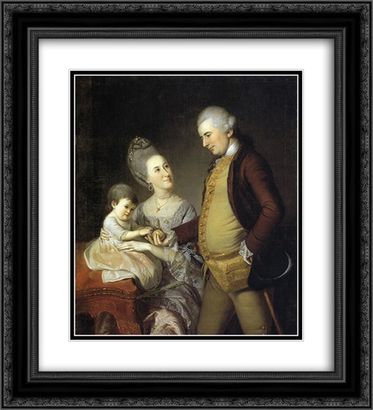 John Cadwalader Family 20x22 Black Ornate Wood Framed Art Print Poster with Double Matting by Peale, Charles Willson