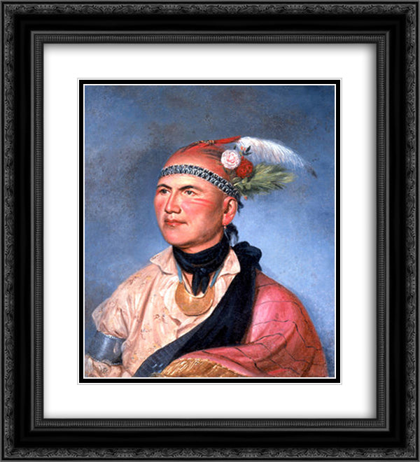 Joseph Brant 20x22 Black Ornate Wood Framed Art Print Poster with Double Matting by Peale, Charles Willson