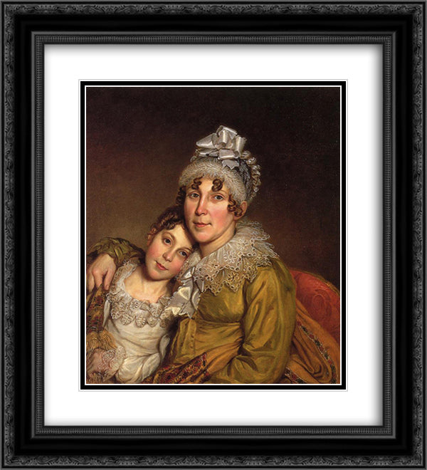 Mother Caressing Her Convalescant Daughter 20x22 Black Ornate Wood Framed Art Print Poster with Double Matting by Peale, Charles Willson