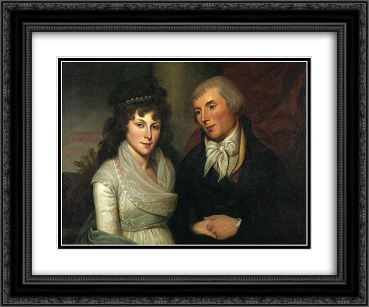 Mr. and Mrs. Alexander Robinson 24x20 Black Ornate Wood Framed Art Print Poster with Double Matting by Peale, Charles Willson