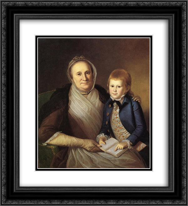 Mrs. James Smith and Grandson 20x22 Black Ornate Wood Framed Art Print Poster with Double Matting by Peale, Charles Willson