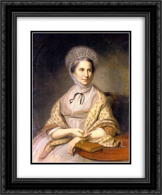 Mrs. Thomas Ellott (Mary Chase) 20x24 Black Ornate Wood Framed Art Print Poster with Double Matting by Peale, Charles Willson