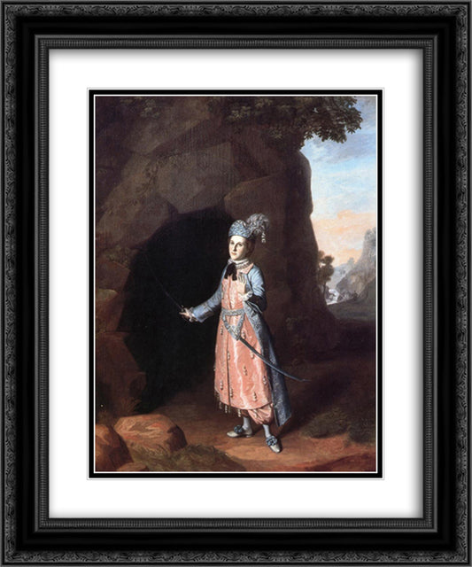 Nancy Hallam as Fidele in Shakespeare's Cymbeline 20x24 Black Ornate Wood Framed Art Print Poster with Double Matting by Peale, Charles Willson