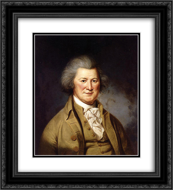 Portrait of Colonel John Cox 20x22 Black Ornate Wood Framed Art Print Poster with Double Matting by Peale, Charles Willson