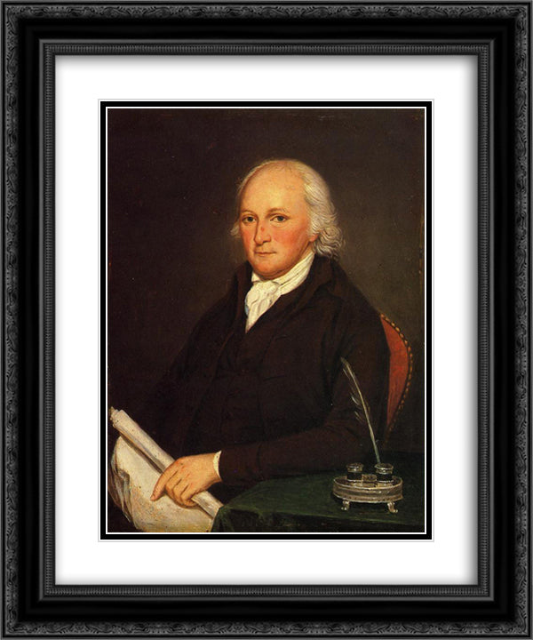 Portrait of Edmund Physick 20x24 Black Ornate Wood Framed Art Print Poster with Double Matting by Peale, Charles Willson