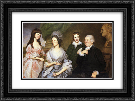 Robert Goldsborough and Family 24x18 Black Ornate Wood Framed Art Print Poster with Double Matting by Peale, Charles Willson