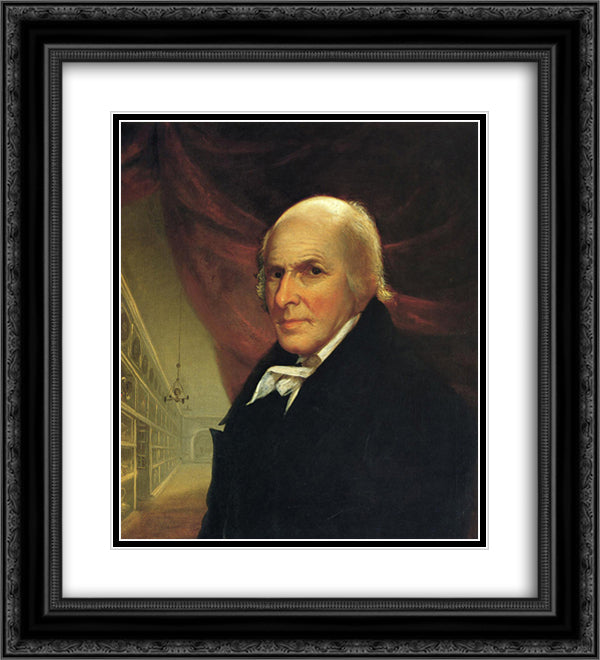 Self Portrait (also known as Study for 'The Artist in His Museum') 20x22 Black Ornate Wood Framed Art Print Poster with Double Matting by Peale, Charles Willson