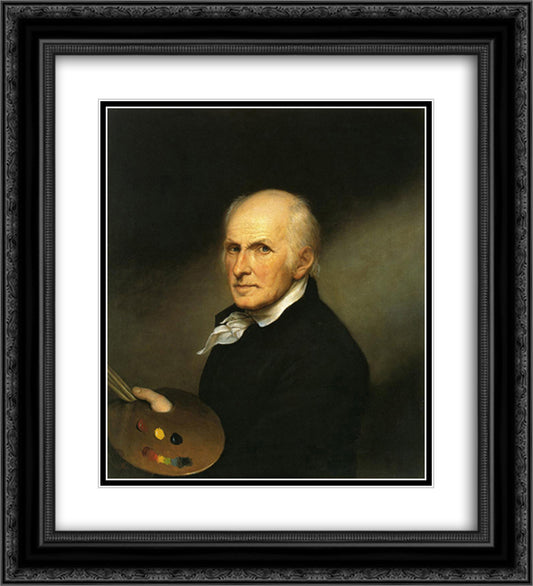 Self Portrait 20x22 Black Ornate Wood Framed Art Print Poster with Double Matting by Peale, Charles Willson