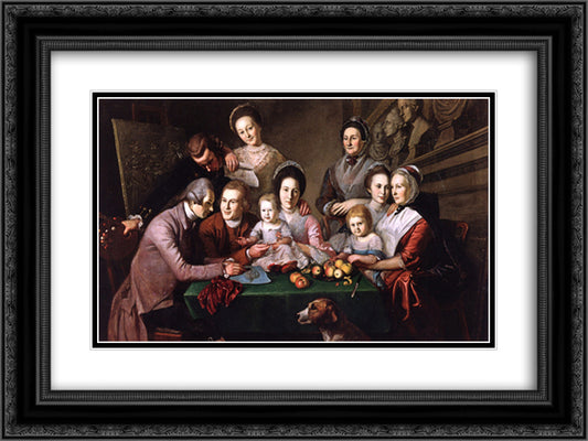 The Peale Family 24x18 Black Ornate Wood Framed Art Print Poster with Double Matting by Peale, Charles Willson